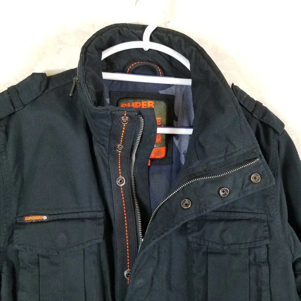 Superdry Field Jacket Men Large Black Rookie Edition Military M5010233A